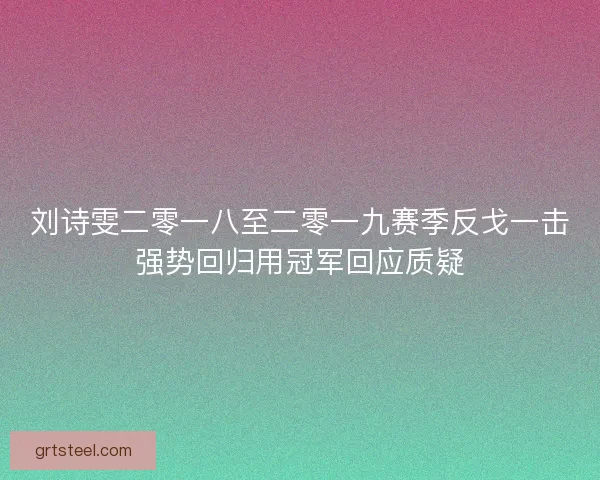 刘诗雯二零一八至二零一九赛季反戈一击强势回归用冠军回应质疑
